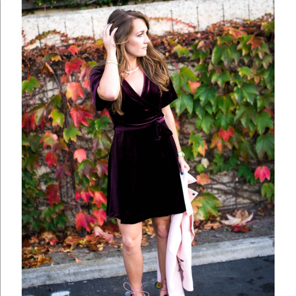 ASOS Dark Burgundy Velvet wrap dress